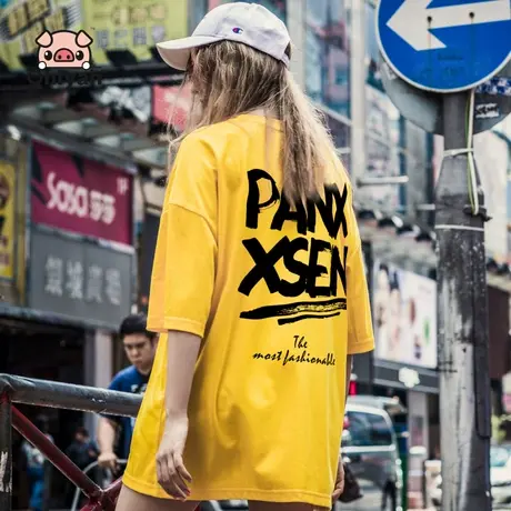 Ohlyah港风大板t恤女短袖上衣纯棉宽松半袖潮牌休闲运动上衣大码图片