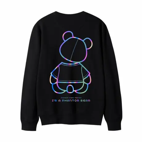 卫衣女男宽松韩版2023年秋季情侣装新款慵懒风小熊反光圆领潮ins商品大图