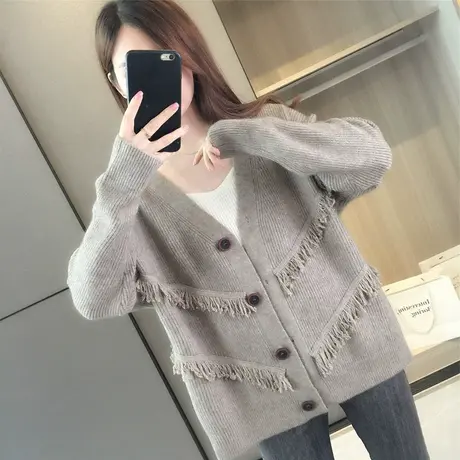 宽松日系外穿毛衣开衫女秋季新款韩版网红针织外套慵懒风洋气图片