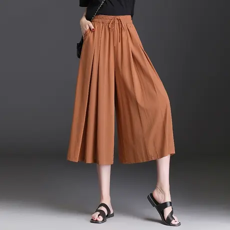 莫代尔裙裤阔腿裤女夏季2023年新款大码宽松七分休闲裤a字裤裙子商品大图