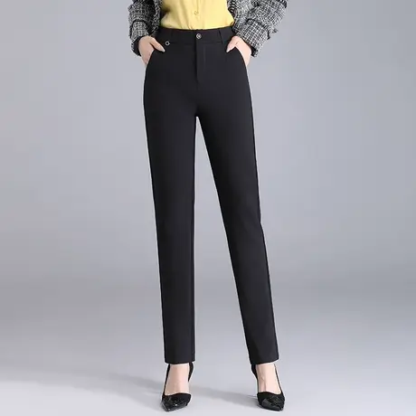 时尚小直筒裤女2023秋季新款高腰显瘦垂感职业长裤通勤百搭休闲裤商品大图