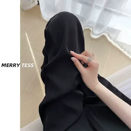 黑色阔腿休闲裤女夏2023年新款设计感显瘦垂感拖地宽松直筒西装裤图片