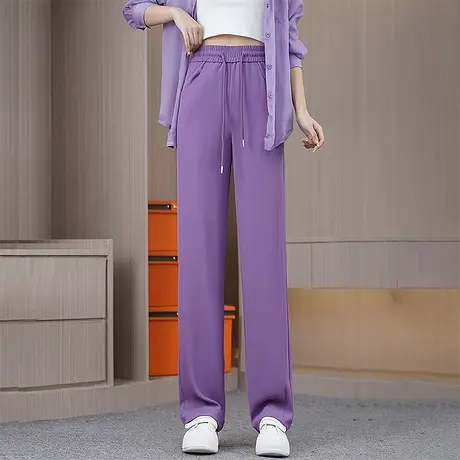运动阔腿裤子女九分夏季2023薄款高腰垂感宽松休闲裤百搭直筒裤潮图片