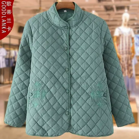 中年四五十岁胖妈妈秋冬绣花小棉衣洋气中老年加肥加大码棉服外套商品大图