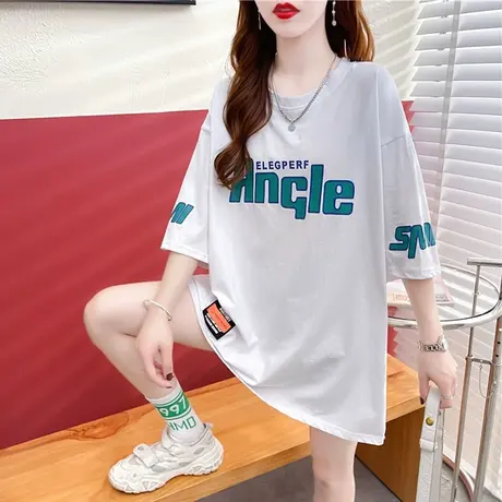 小个子短袖t恤女夏季韩版宽松大码女装中长款下衣失踪半袖上衣服商品大图