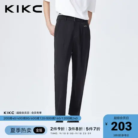 kikc休闲裤男2023春夏新款商场同款简约商务气质百搭刺绣九分裤商品大图