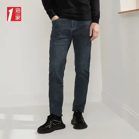 海一家基础休闲长裤2023秋季新款简约舒适弹力中年男士牛仔裤图片