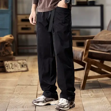 直筒休闲工装裤户外潮流多口袋工装裤纯色男裤秋冬男士潮流长裤商品大图