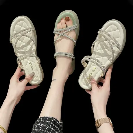 仙女风凉鞋女2023年新款时尚两穿果冻软底夏季网红百搭平底罗马鞋图片