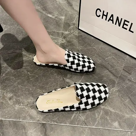 包头半拖鞋女2023夏季新款外穿时尚防滑百搭平底无后跟懒人穆勒鞋商品大图