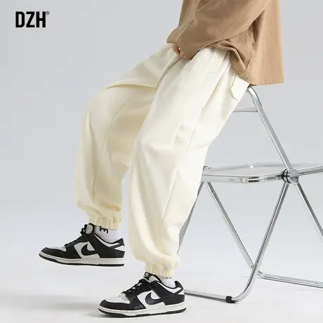 男生杏色束脚卫裤男春秋宽松2024新款篮球运动裤长裤日系裤子男款商品大图