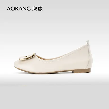 奥康女鞋 2023春季新款真皮金属装饰淑女风单鞋时尚百搭通勤单鞋图片