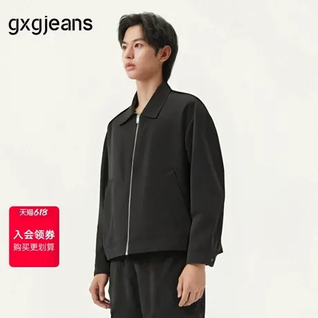 gxg.jeans男装 黑色基础宽松行政夹克翻领夹克外套男 25年夏新品图片