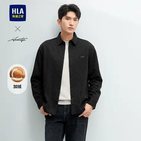 HLA/海澜之家轻商务时尚系列长袖衬衫24秋冬新加绒保暖纯色上衣男商品大图