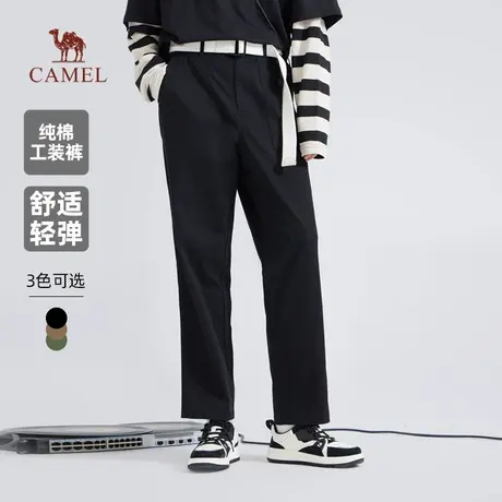 骆驼 情侣复古百搭宽松直筒工装裤商品大图