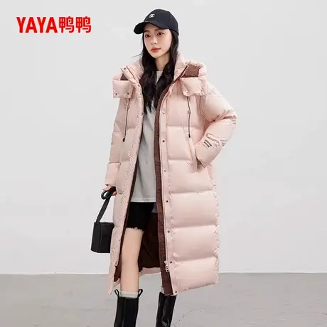 【鸭鸭甄选】羽绒服女2024冬季反季过膝中长款宽松时尚鸭绒外套商品大图