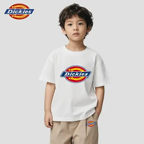 Dickies童装男童短袖t恤夏季儿童白色纯棉美式半袖女童体恤衫潮A商品大图