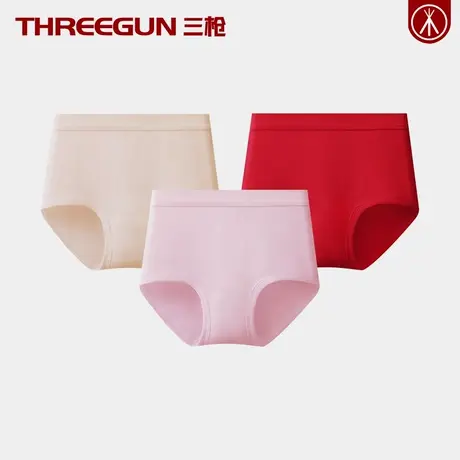 三枪100%全棉女士高腰三角裤纯棉精梳棉内裤中老年大码宽松裤衩商品大图