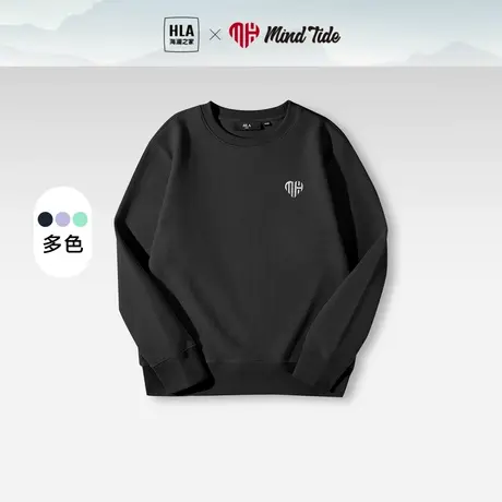 HLA/海澜之家中国心圆领卫衣2023春新款刺绣华夫格套头上衣女图片