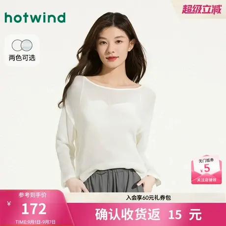 热风2025年秋季新款女士镂空针织衫商品大图