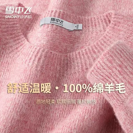 雪中飞100羊毛花纱款通勤百搭温暖圆领秋冬休闲宽松软糯羊毛衫W商品大图