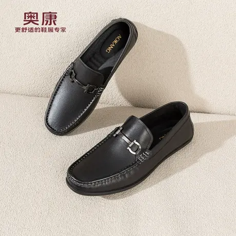 奥康 男鞋2025秋季新款商务休闲乐福鞋豆豆鞋柔软舒适一脚蹬皮鞋商品大图