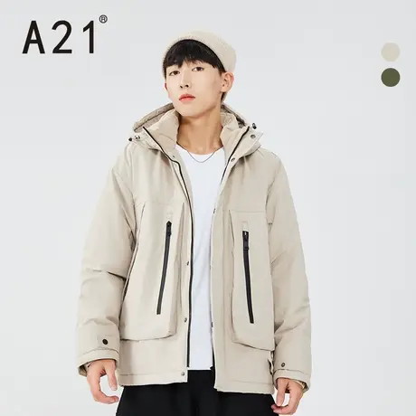 A21outlets冬季男装宽松连帽长袖外套 多功能口袋休闲百搭棉衣潮图片