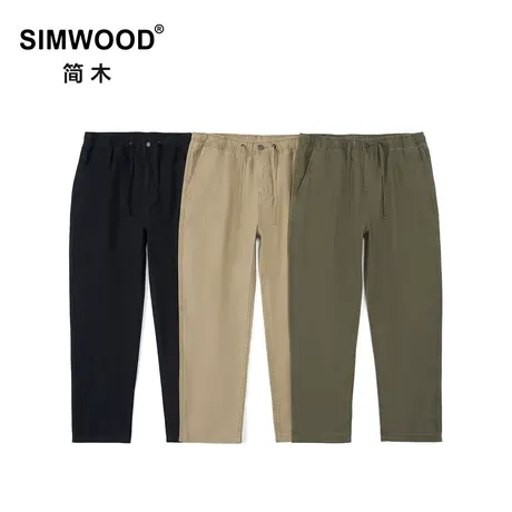 Simwood简木男装【LT02宽松锥形】 270g珠帆格水洗复古休闲裤商品大图
