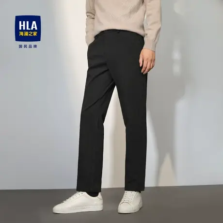 HLA/海澜之家轻商务休闲裤2023秋季新款时尚商务松紧腰纯色裤子男商品大图