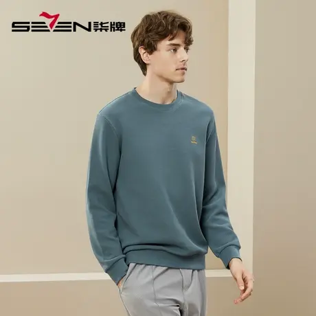 【华夫格】柒牌卫衣男春秋季2023新款中青年休闲百搭圆领套头上衣图片