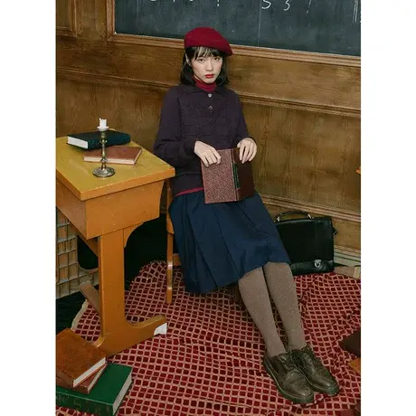 omont蛋挞家 复古高腰修身加厚黑色打底裤女学生长裤袜保暖秋冬季商品大图