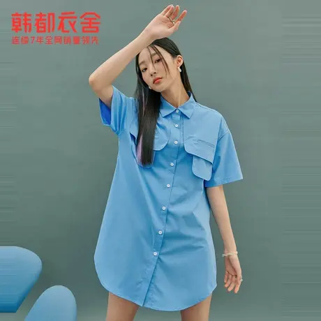 韩都衣舍落肩袖衬衫女夏季新款韩版宽松百搭显瘦上衣PQ0494图片