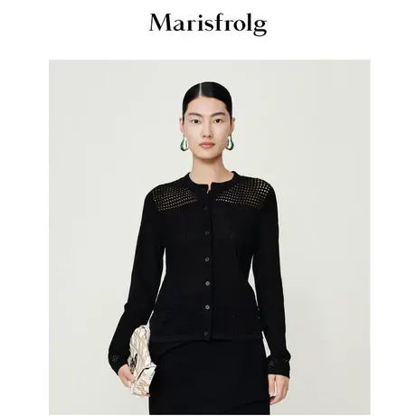 【商场同款】玛丝菲尔女装秋季新款黑色毛针织衫A1BW3870M商品大图