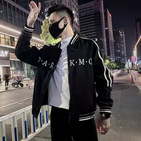 棒球服男春秋季新款修身个性高街夹克设计感小众学生情侣潮牌外套商品大图