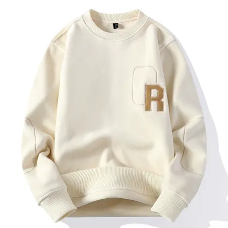 摇粒绒卫衣男款秋冬季一体双面绒保暖内搭打底衫加绒加厚潮牌上衣图片