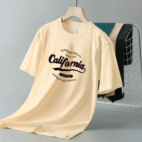 重磅美式纯棉短袖t恤男装圆领上衣服夏季半袖潮流百搭全棉打底衫商品大图