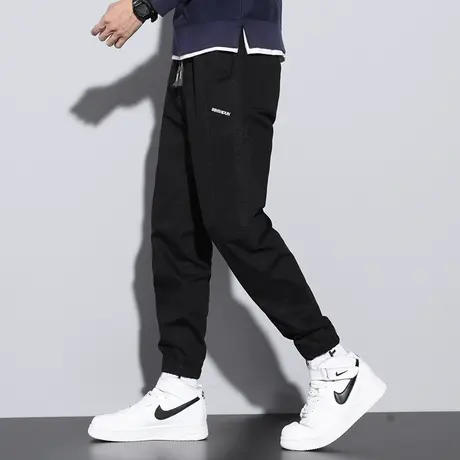 休闲长裤子男秋冬款运动裤韩版潮流百搭九分抽绳小脚束脚黑色卫裤商品大图