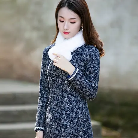 筠雅过年旗袍小袄加厚保暖改良盘扣复古新款连衣裙中国风棉衣女图片