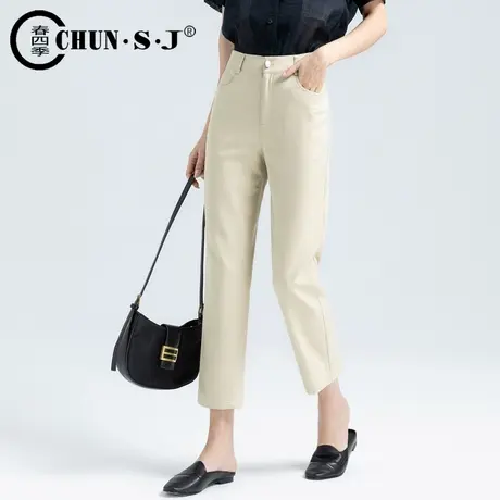 八分烟管裤女夏薄款小个子九分裤休闲西装女裤卡其色裤子小直筒裤商品大图