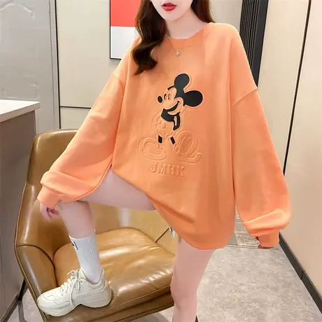 卫衣女春秋季2023年薄款印花米奇chic潮大码宽松超火炸街圆领百搭图片