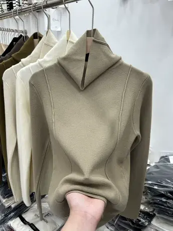 纯色百搭半高领长袖针织衫女上衣2023秋冬内搭打底衫修身软糯毛衣图片