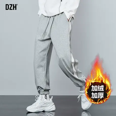 男士灰色休闲裤子男冬季加绒加厚运动裤2023年新款潮流百搭束脚裤商品大图