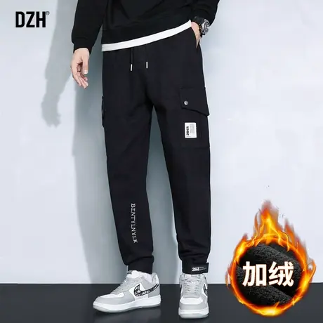 男生加绒工装裤男束脚宽松潮牌休闲加厚裤子男款美式高街男裤百搭商品大图