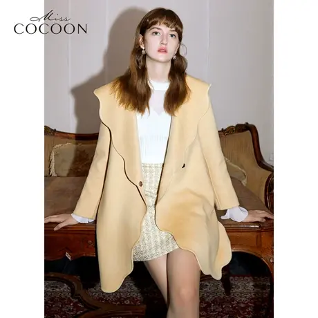 missCOCOON毛呢外套女2022年新款冬季气质双面尼时尚宽松羊毛大衣商品大图