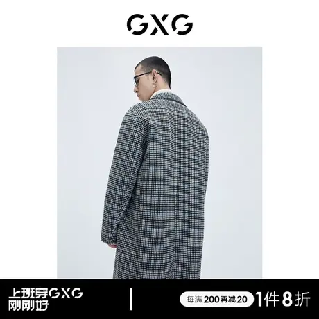 【羊毛】GXG男装商场同款新学院系列格纹大衣 清仓款商品大图