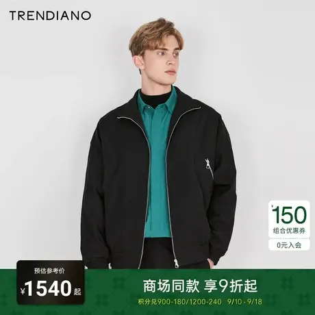 TRENDIANO官方2023新款春夏季白色时尚开衫外套男士夹克休闲款商品大图