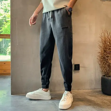 灯芯绒潮牌卫裤男宽松束脚长裤潮流渐变色贴标春秋季运动休闲裤商品大图