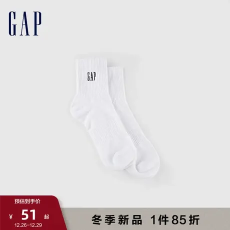 Gap男装秋2023新款LOGO罗纹针织休闲中筒袜837325透气吸汗及踝袜图片