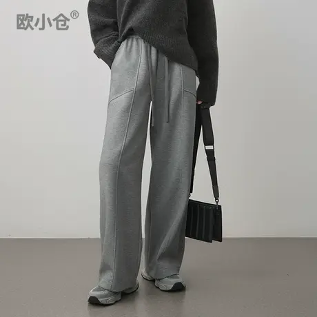 【直播间专享】运动风立体结构线香蕉卫裤 格雷系松紧腰阔腿裤商品大图