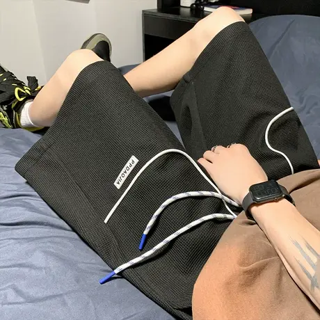 高级感华夫格短裤男夏季日系复古潮流cityboy重磅宽松运动五分裤商品大图